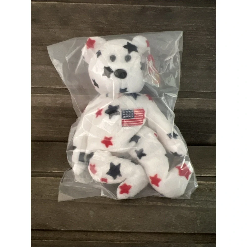 Ty Beanie Baby Glory the Bear 1998 Patriotic American Flag Stars Plush Toy
